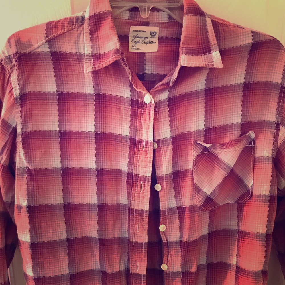 Plaid button up blouse